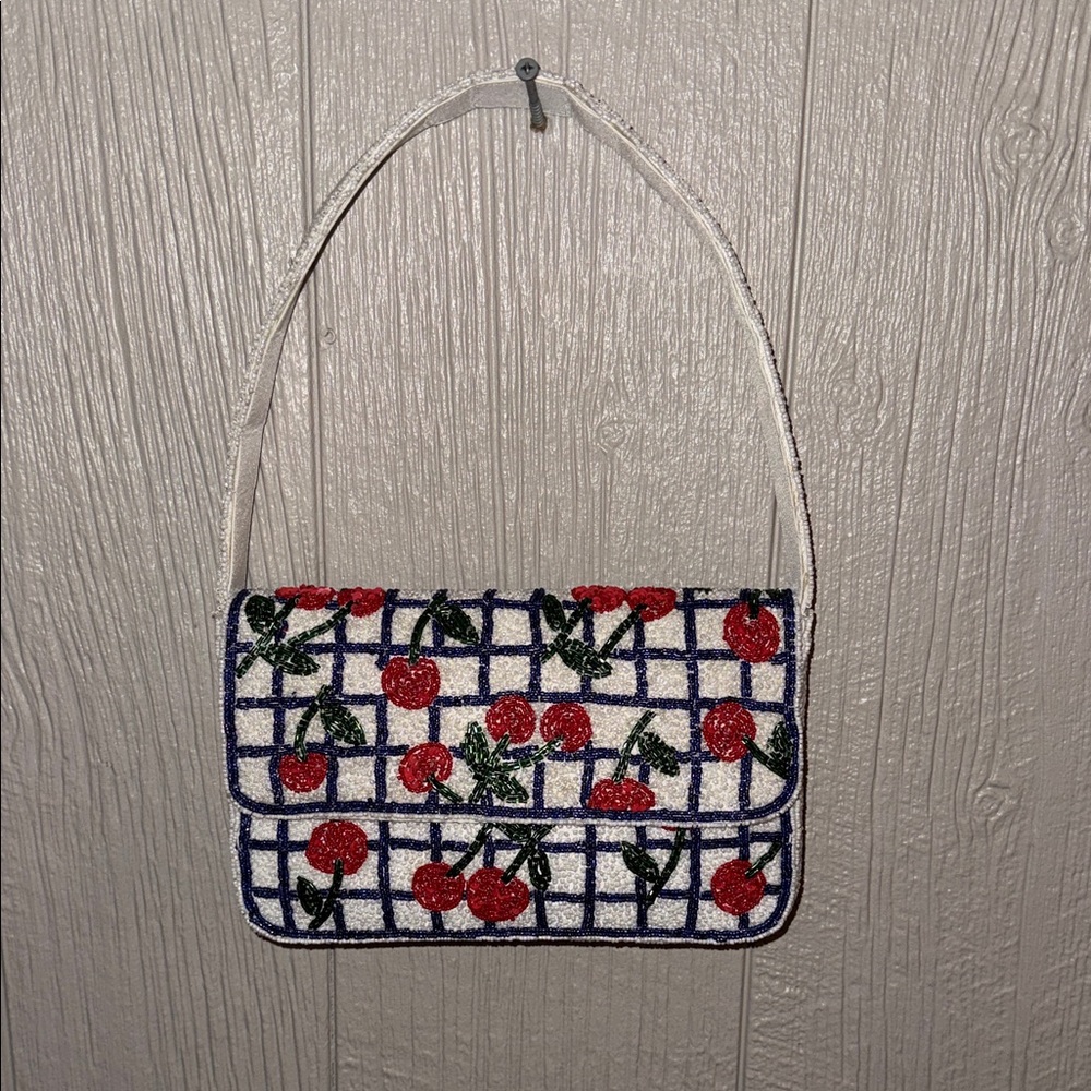 Cherry Patterned Beaded Handbag - image 2